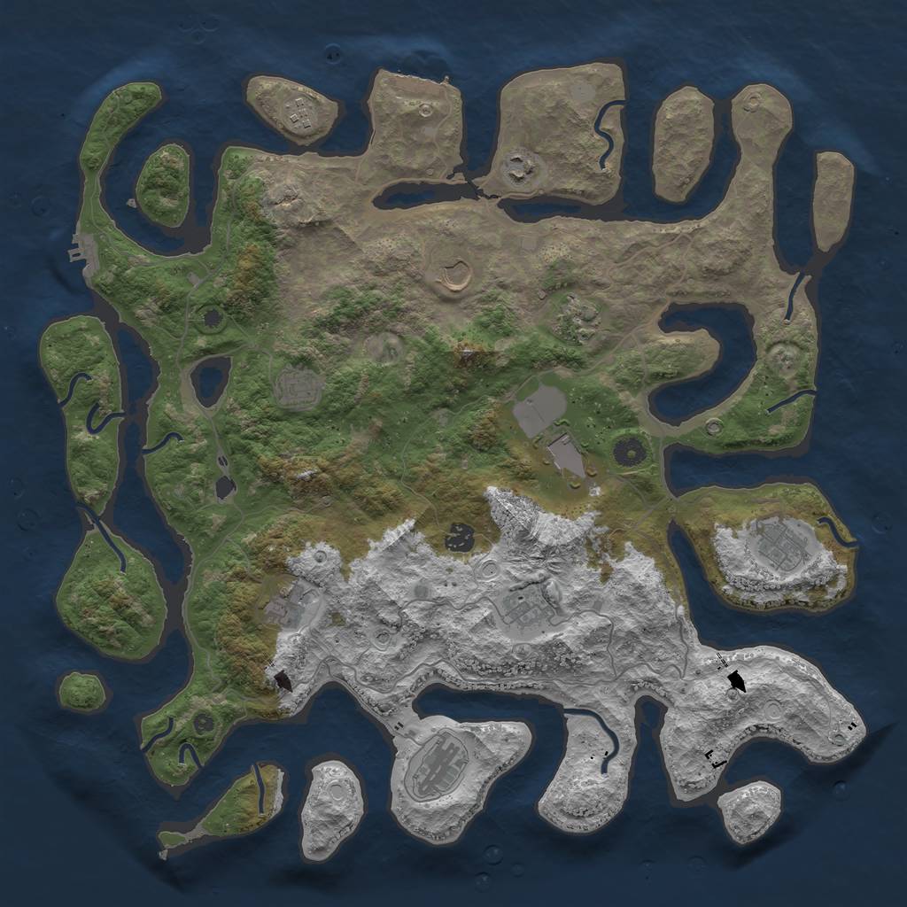 Rust Map: Procedural Map, Size: 4500, Seed: 1723123, 19 Monuments