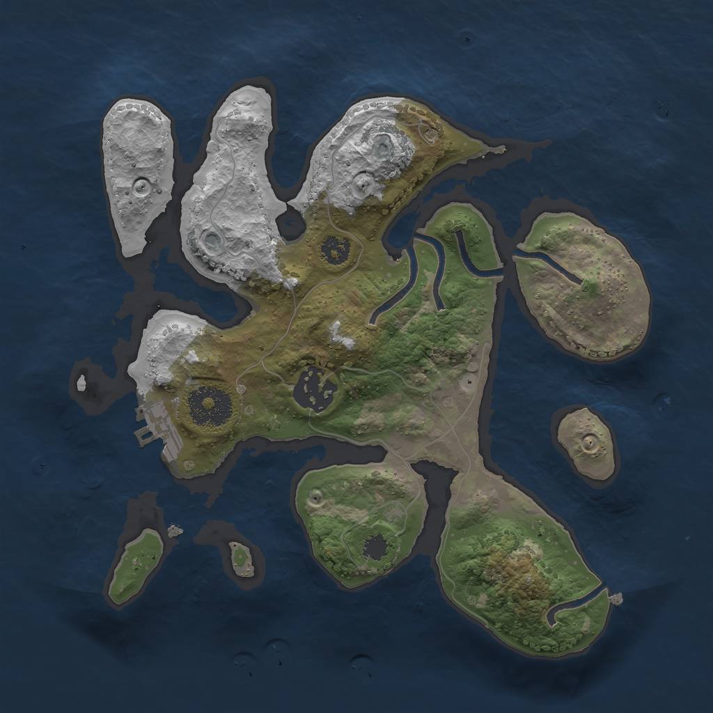 Rust Map: Procedural Map, Size: 2499, Seed: 1090531716, 4 Monuments