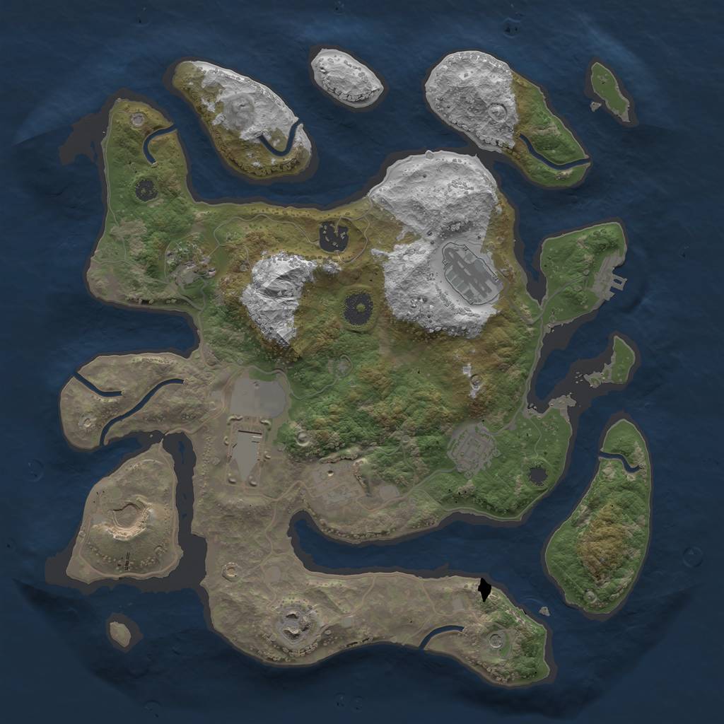 Rust Map: Procedural Map, Size: 3500, Seed: 406071, 12 Monuments