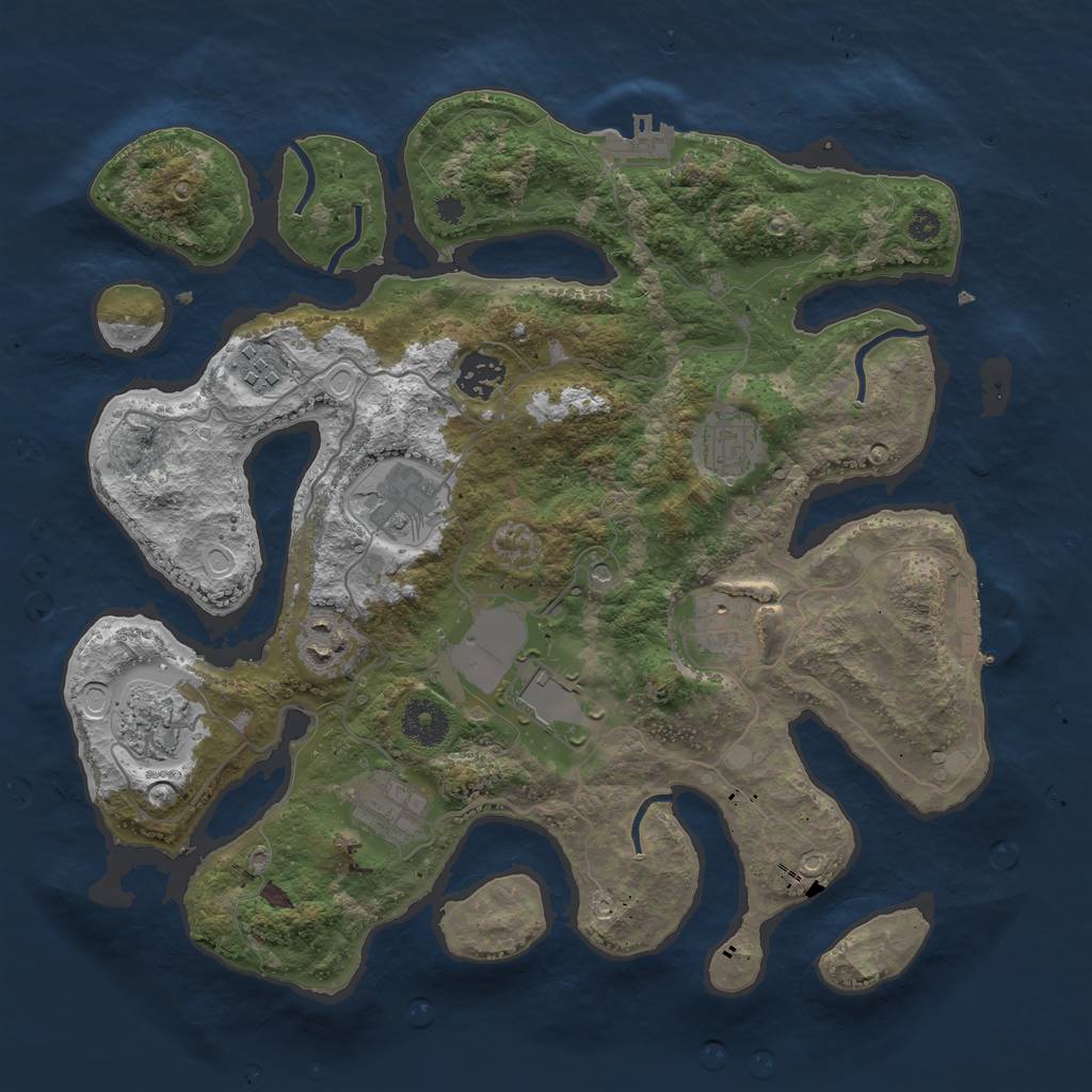 Rust Map: Procedural Map, Size: 3500, Seed: 671009, 17 Monuments