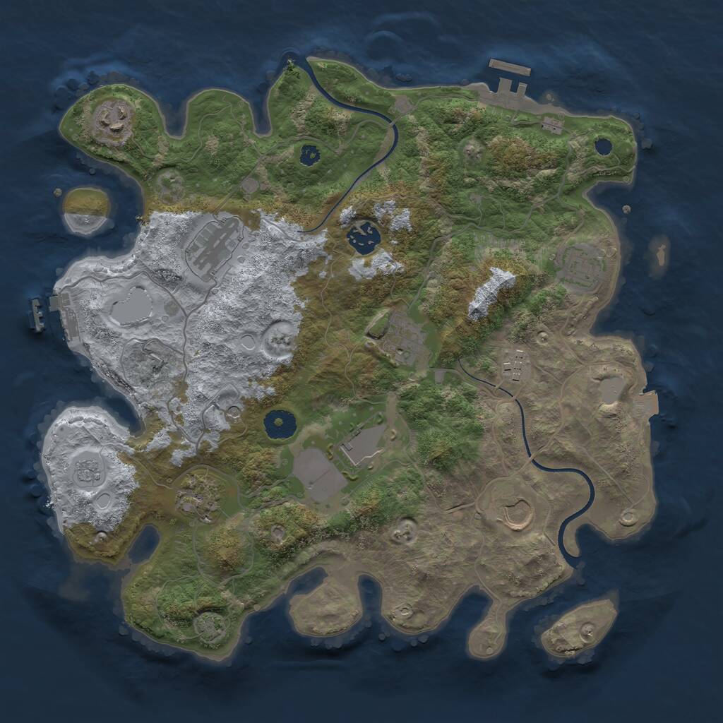 Rust Map: Procedural Map, Size: 3500, Seed: 671009, 15 Monuments