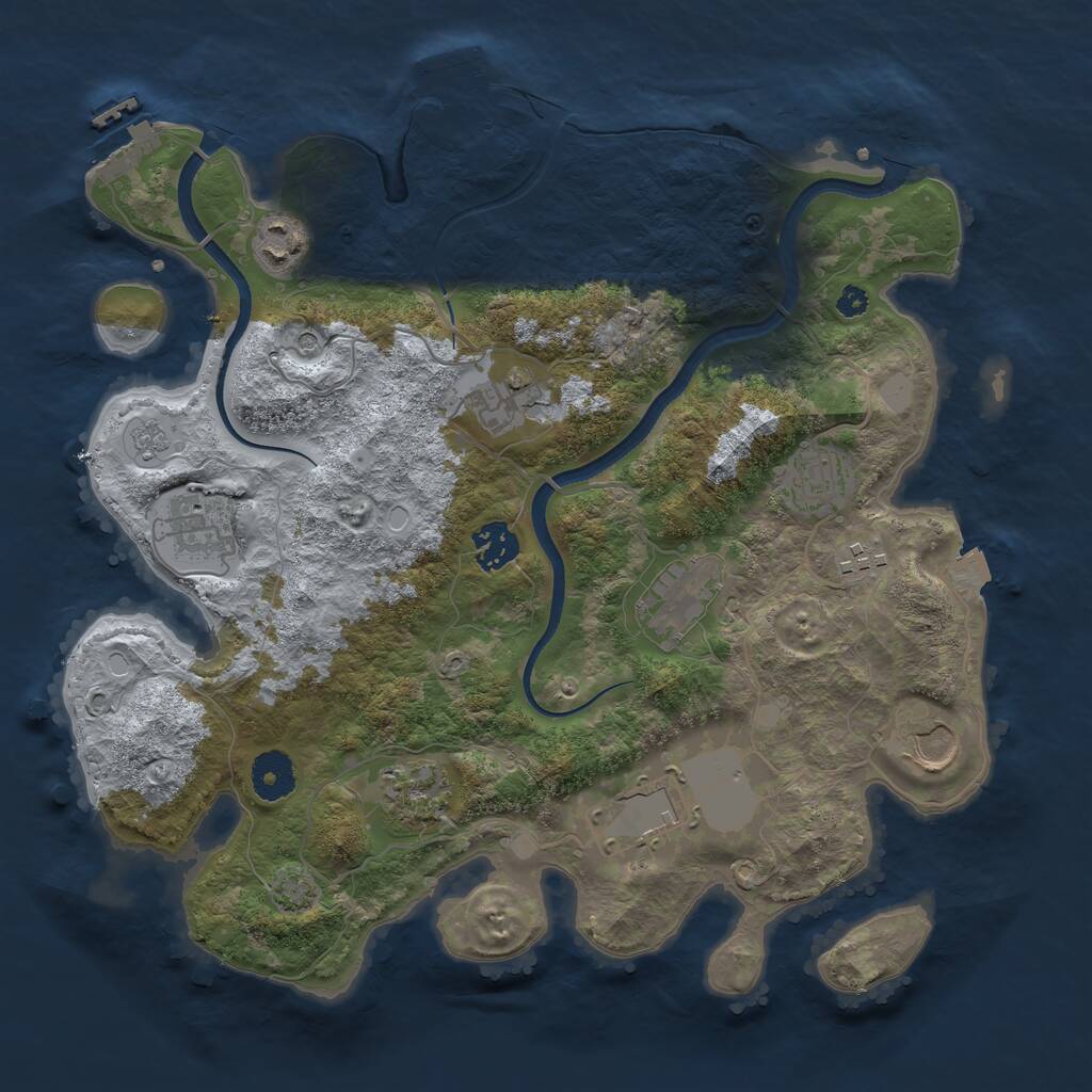 Rust Map: Procedural Map, Size: 3500, Seed: 671009, 16 Monuments