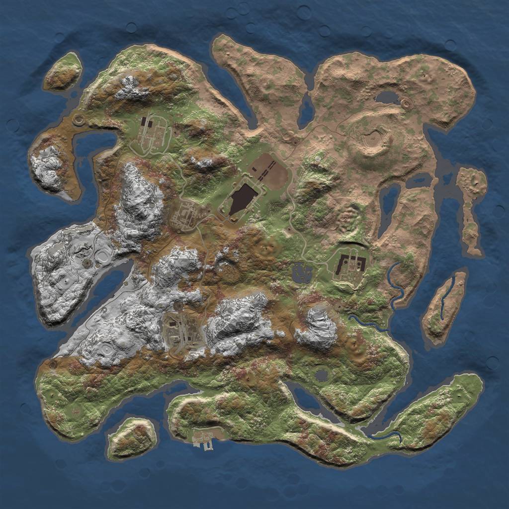 Rust Map: Procedural Map, Size: 3500, Seed: 119791538, 12 Monuments