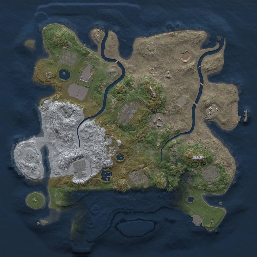 Rust Map: Procedural Map, Size: 3500, Seed: 119791538, 16 Monuments