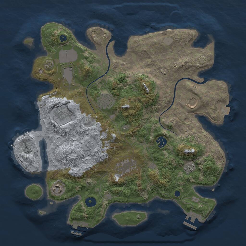 Rust Map: Procedural Map, Size: 3500, Seed: 119791538, 14 Monuments