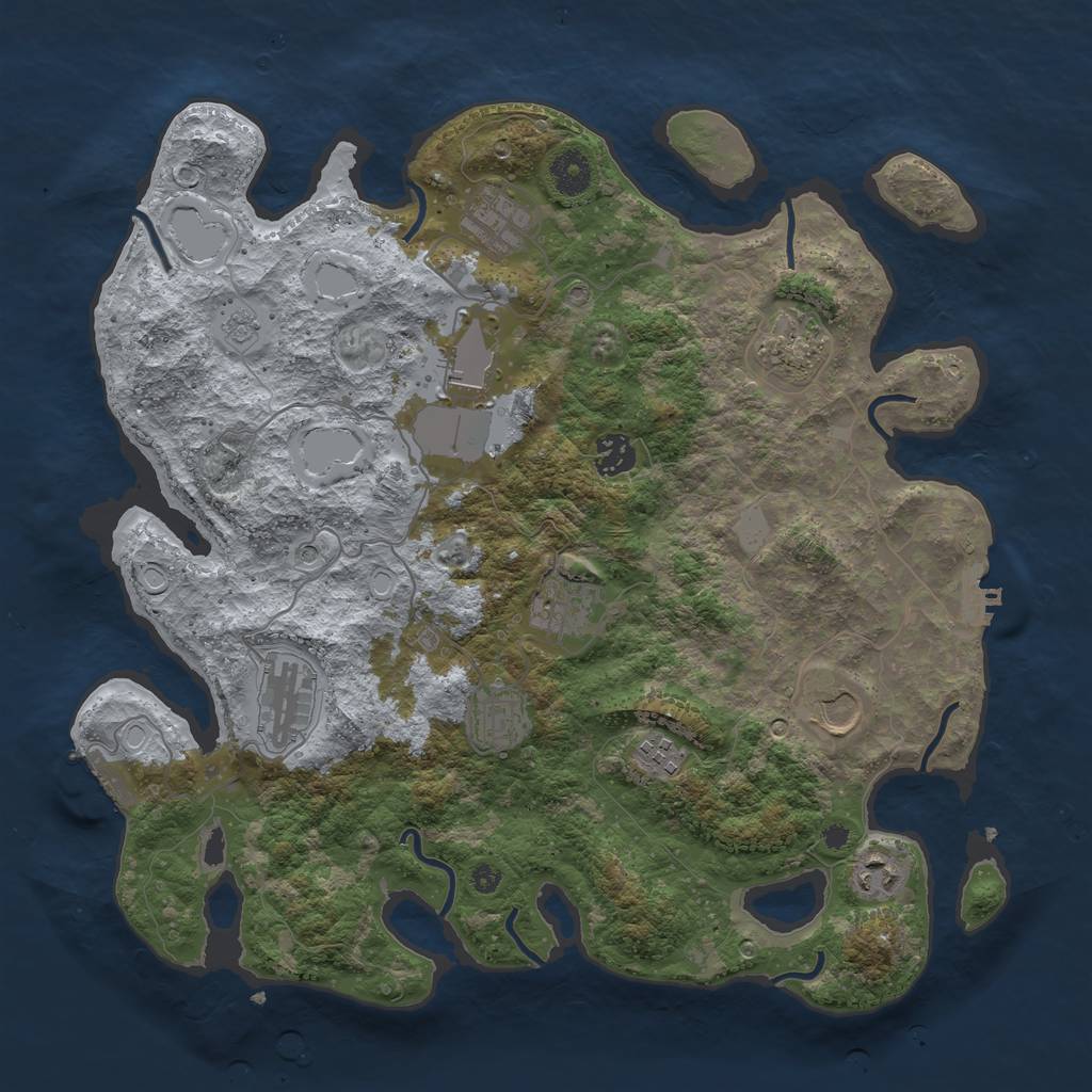 Rust Map: Procedural Map, Size: 3800, Seed: 131604, 17 Monuments