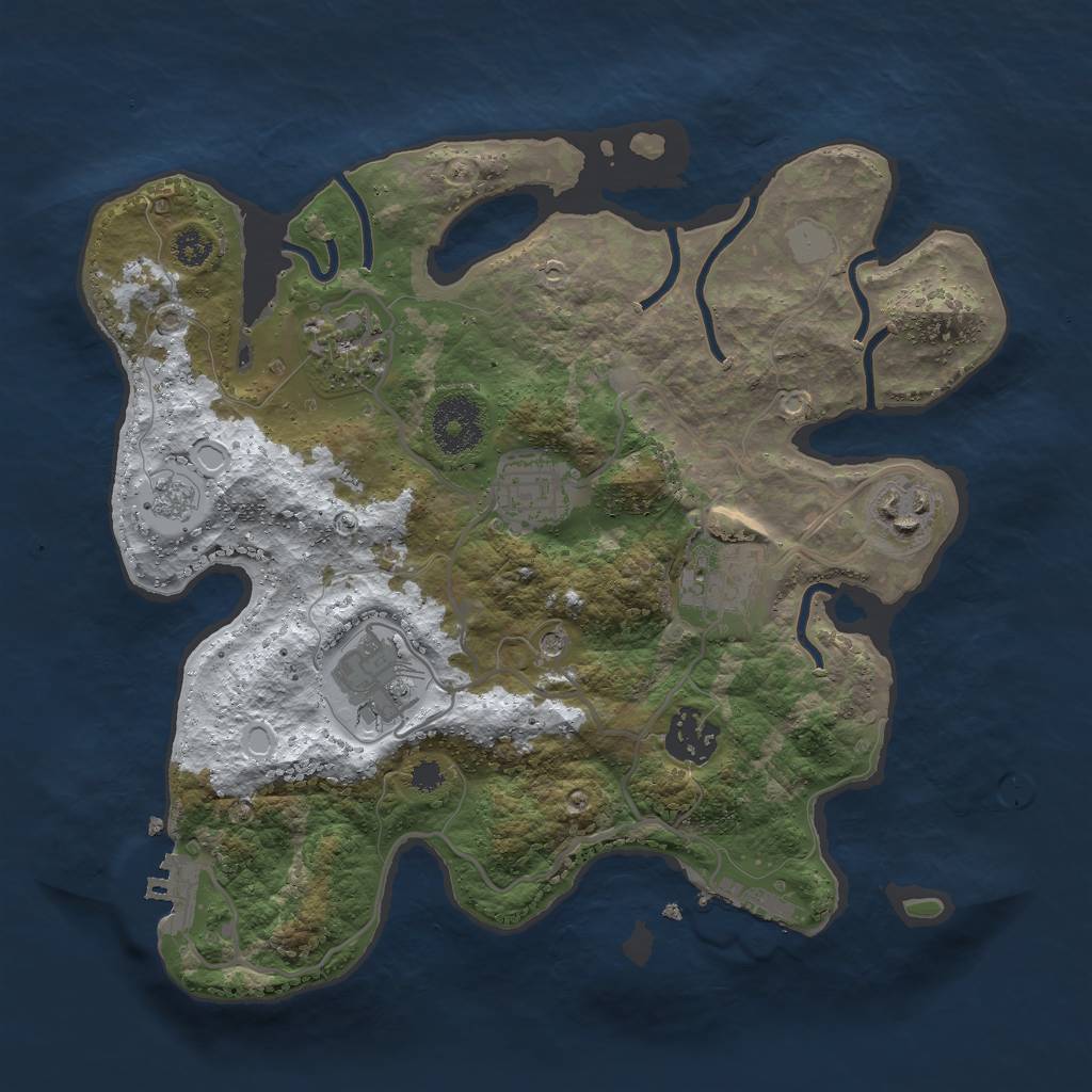 Rust Map: Procedural Map, Size: 3000, Seed: 2010054870, 15 Monuments