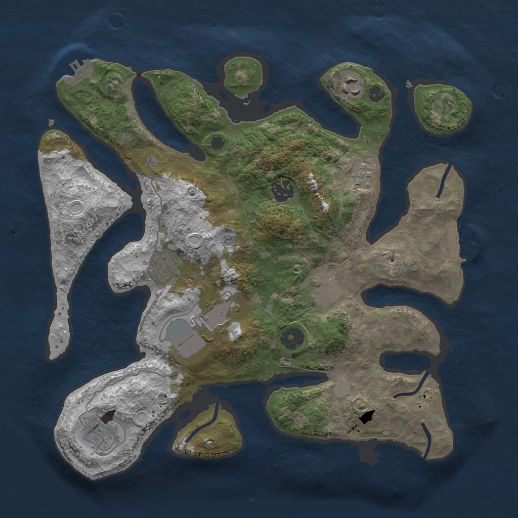 Rust Map: Procedural Map, Size: 3500, Seed: 240500, 15 Monuments