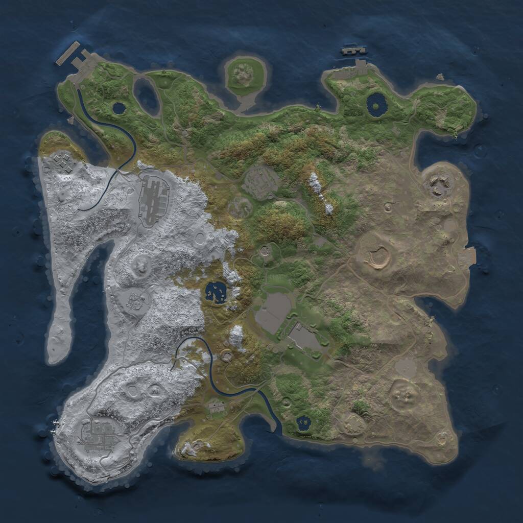 Rust Map: Procedural Map, Size: 3500, Seed: 240500, 14 Monuments
