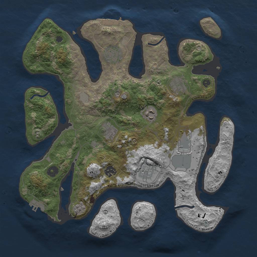 Rust Map: Procedural Map, Size: 3500, Seed: 234175, 16 Monuments