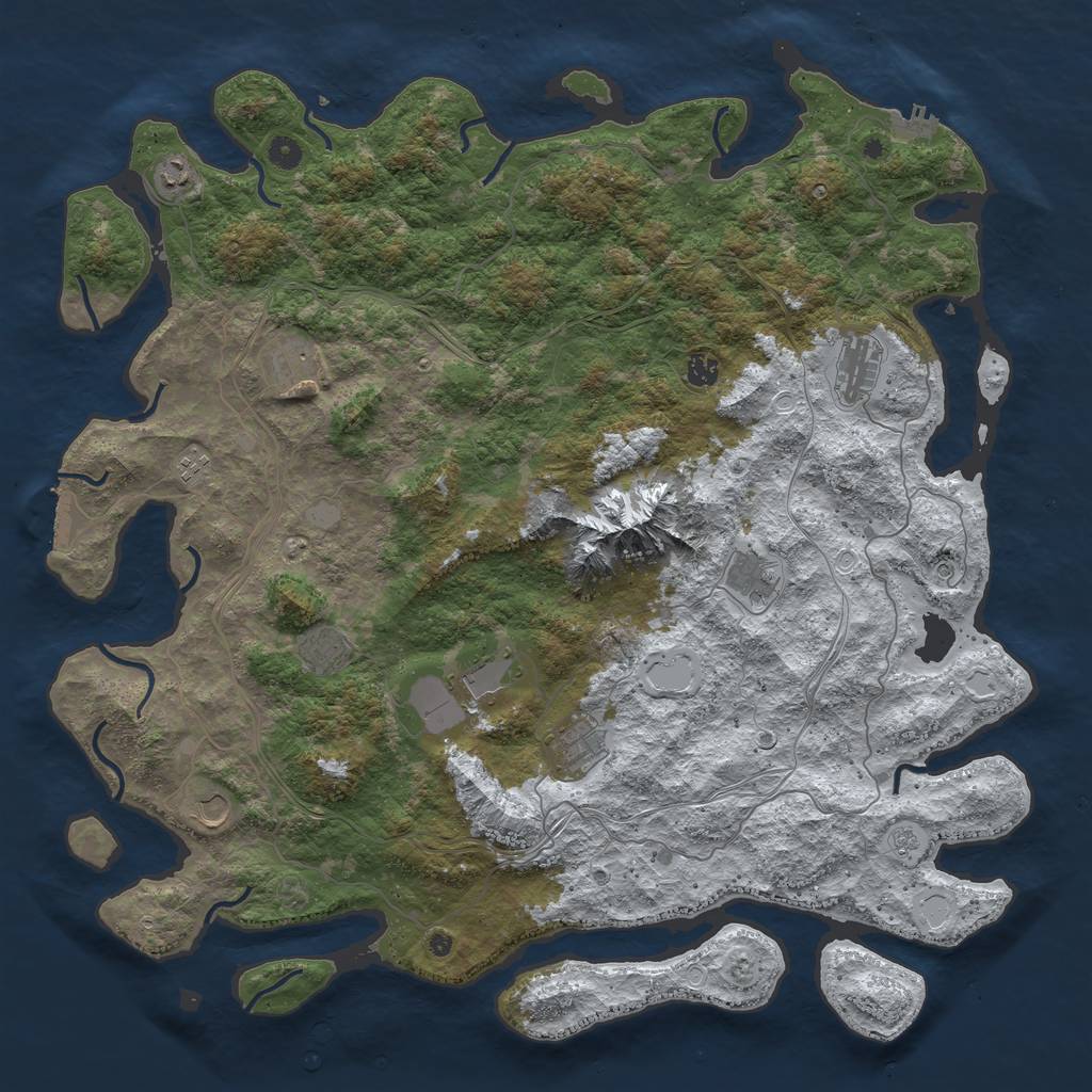 Rust Map: Procedural Map, Size: 5000, Seed: 22222, 19 Monuments