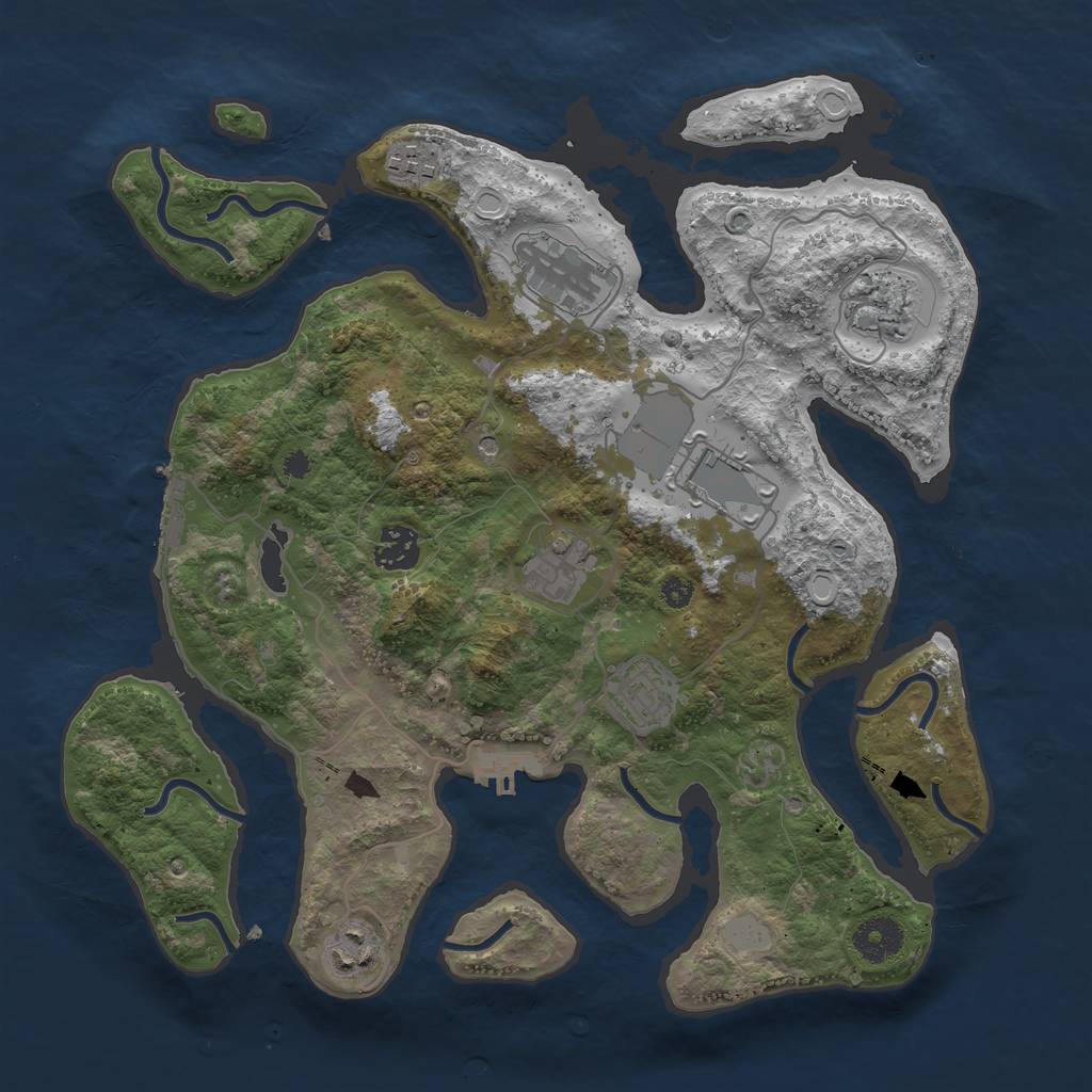 Rust Map: Procedural Map, Size: 3500, Seed: 355565, 16 Monuments