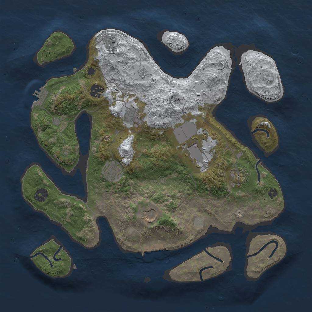 Rust Map: Procedural Map, Size: 3500, Seed: 814046, 16 Monuments