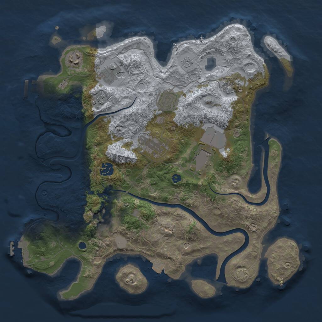 Rust Map: Procedural Map, Size: 3500, Seed: 563201, 15 Monuments