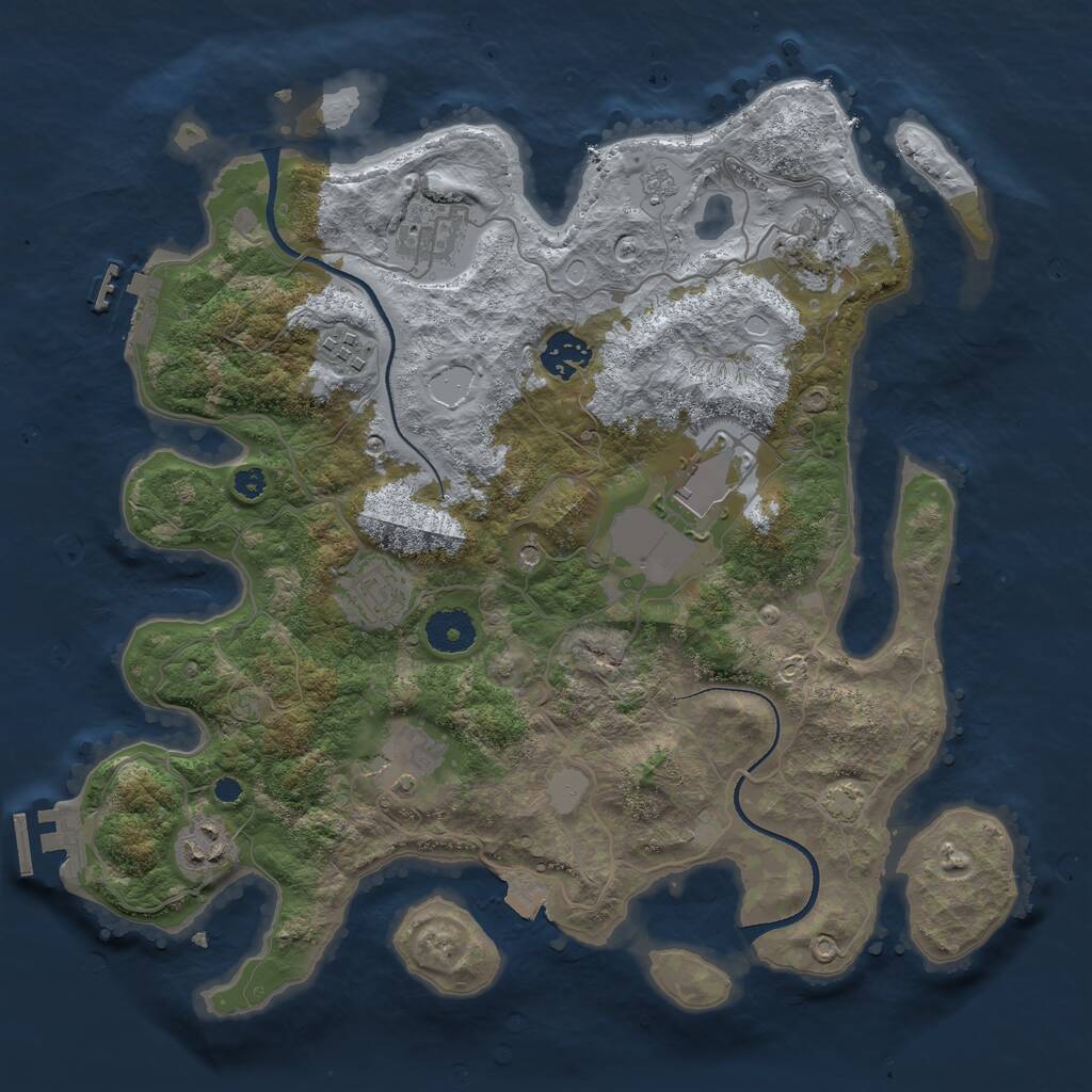 Rust Map: Procedural Map, Size: 3500, Seed: 563201, 14 Monuments