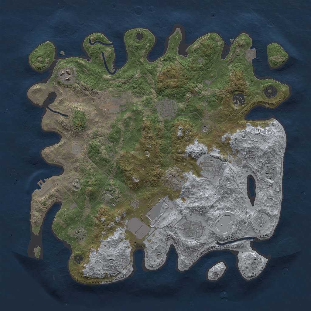 Rust Map: Procedural Map, Size: 3600, Seed: 330189577, 16 Monuments