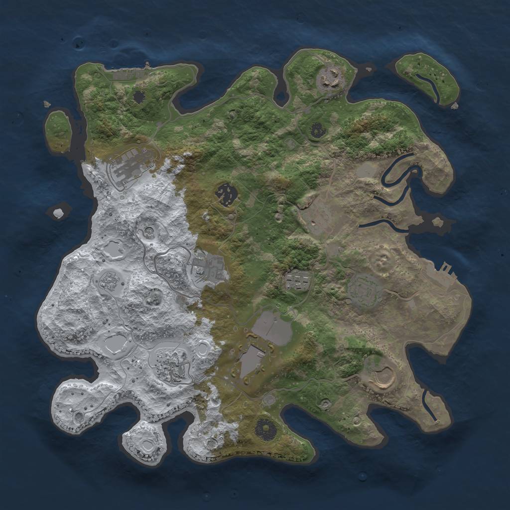 Rust Map: Procedural Map, Size: 3500, Seed: 1676545244, 19 Monuments