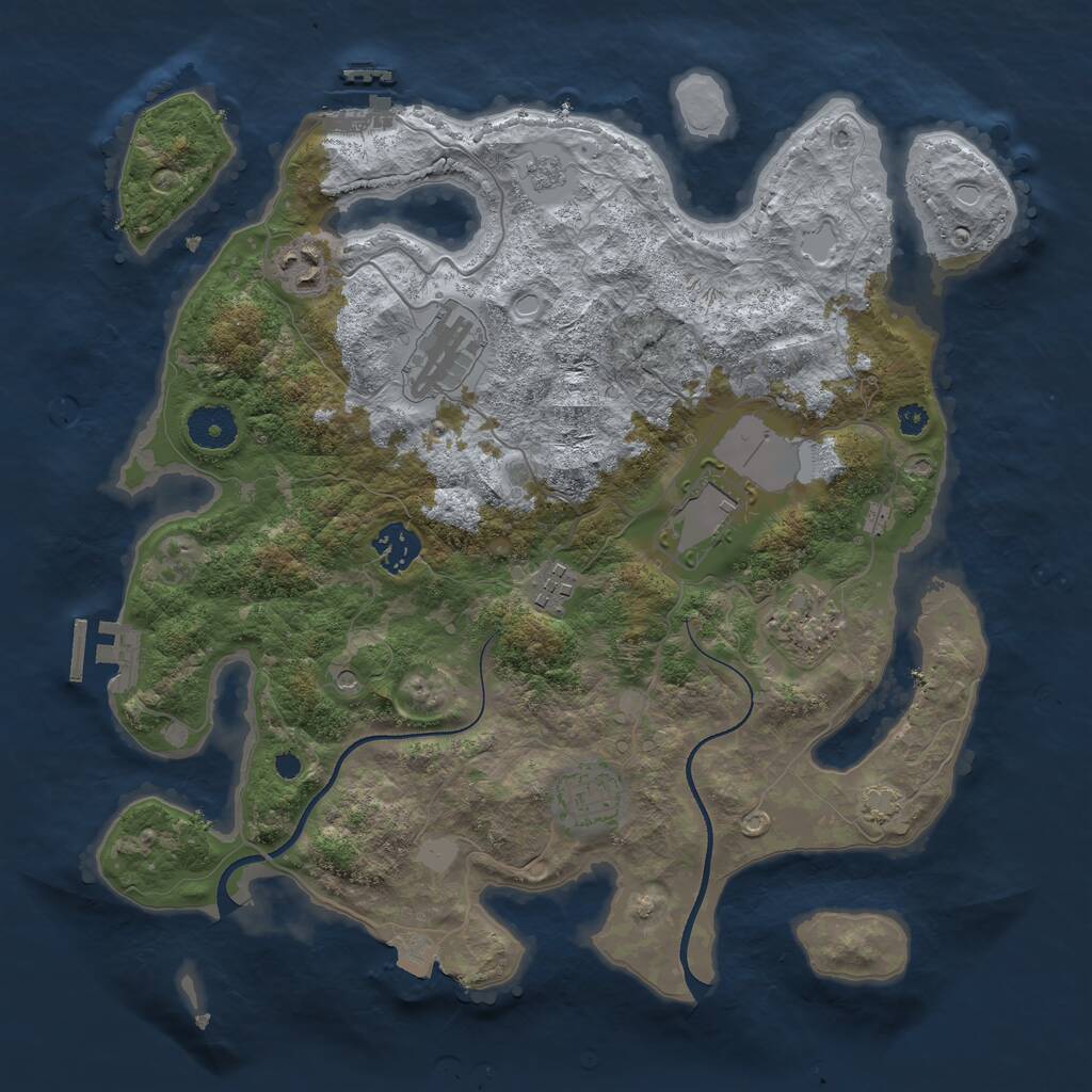 Rust Map: Procedural Map, Size: 3500, Seed: 1167620489, 13 Monuments