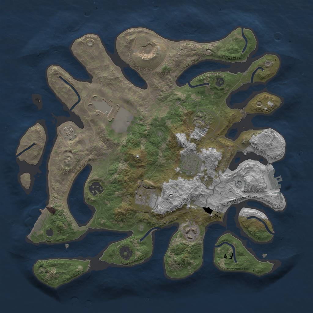 Rust Map: Procedural Map, Size: 3500, Seed: 2491994, 16 Monuments