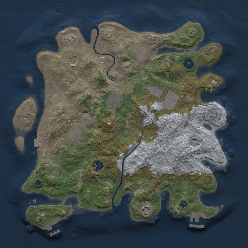 Rust Map: Procedural Map, Size: 3500, Seed: 2491994, 14 Monuments