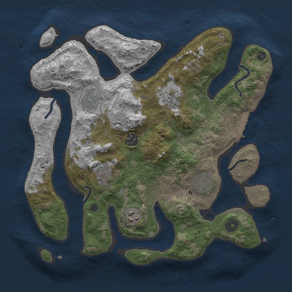 Rust Map: Procedural Map, Size: 3300, Seed: 1510865073, 10 Monuments