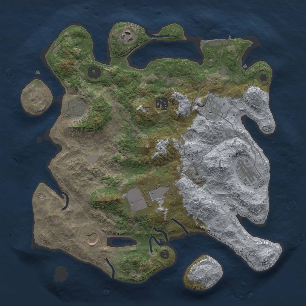 Rust Map: Procedural Map, Size: 3500, Seed: 2442346, 13 Monuments