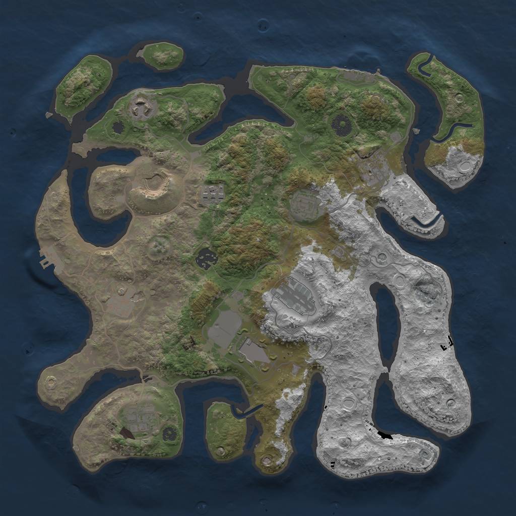 Rust Map: Procedural Map, Size: 3700, Seed: 106423395, 18 Monuments