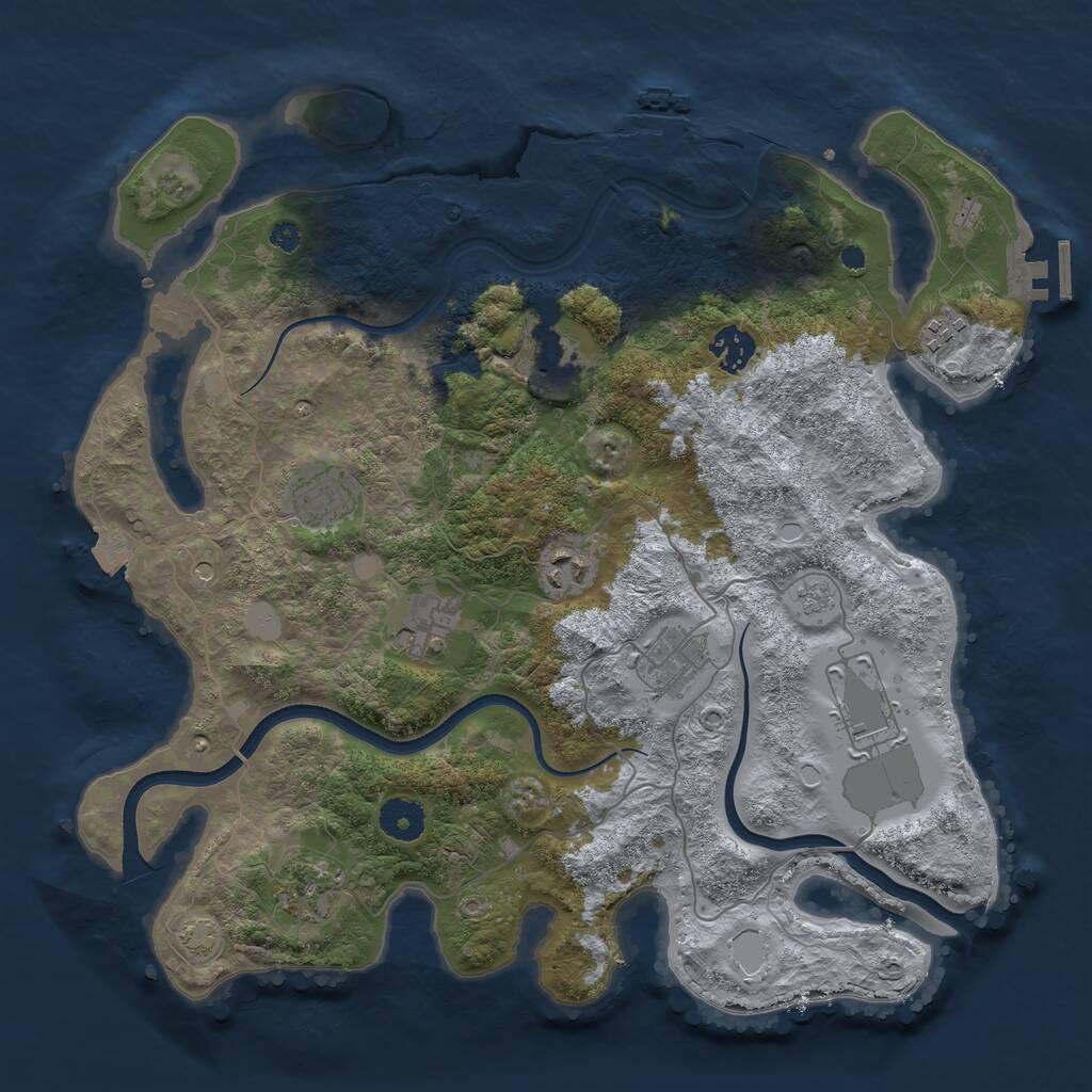 Rust Map: Procedural Map, Size: 3700, Seed: 106423395, 15 Monuments