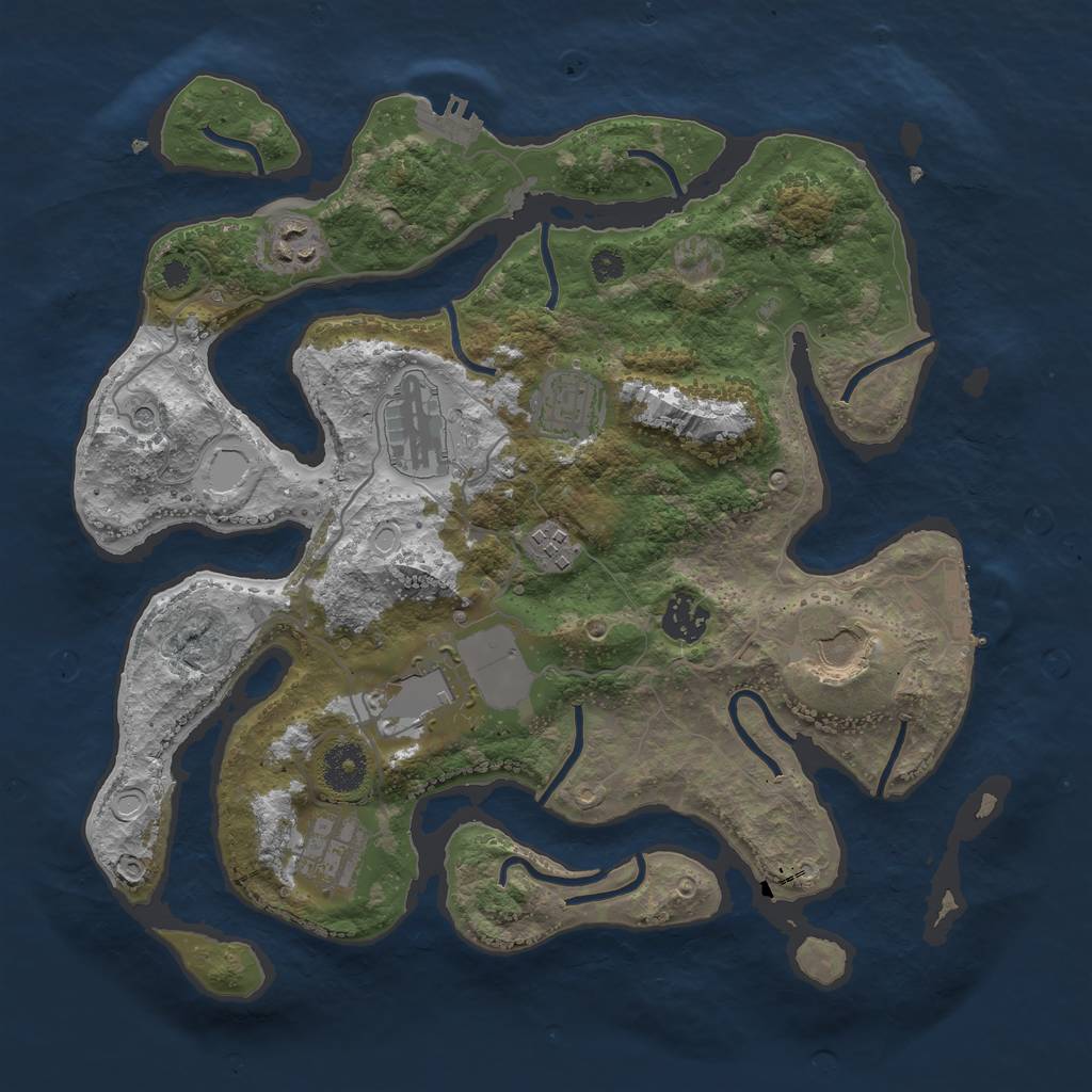 Rust Map: Procedural Map, Size: 3500, Seed: 124345, 19 Monuments