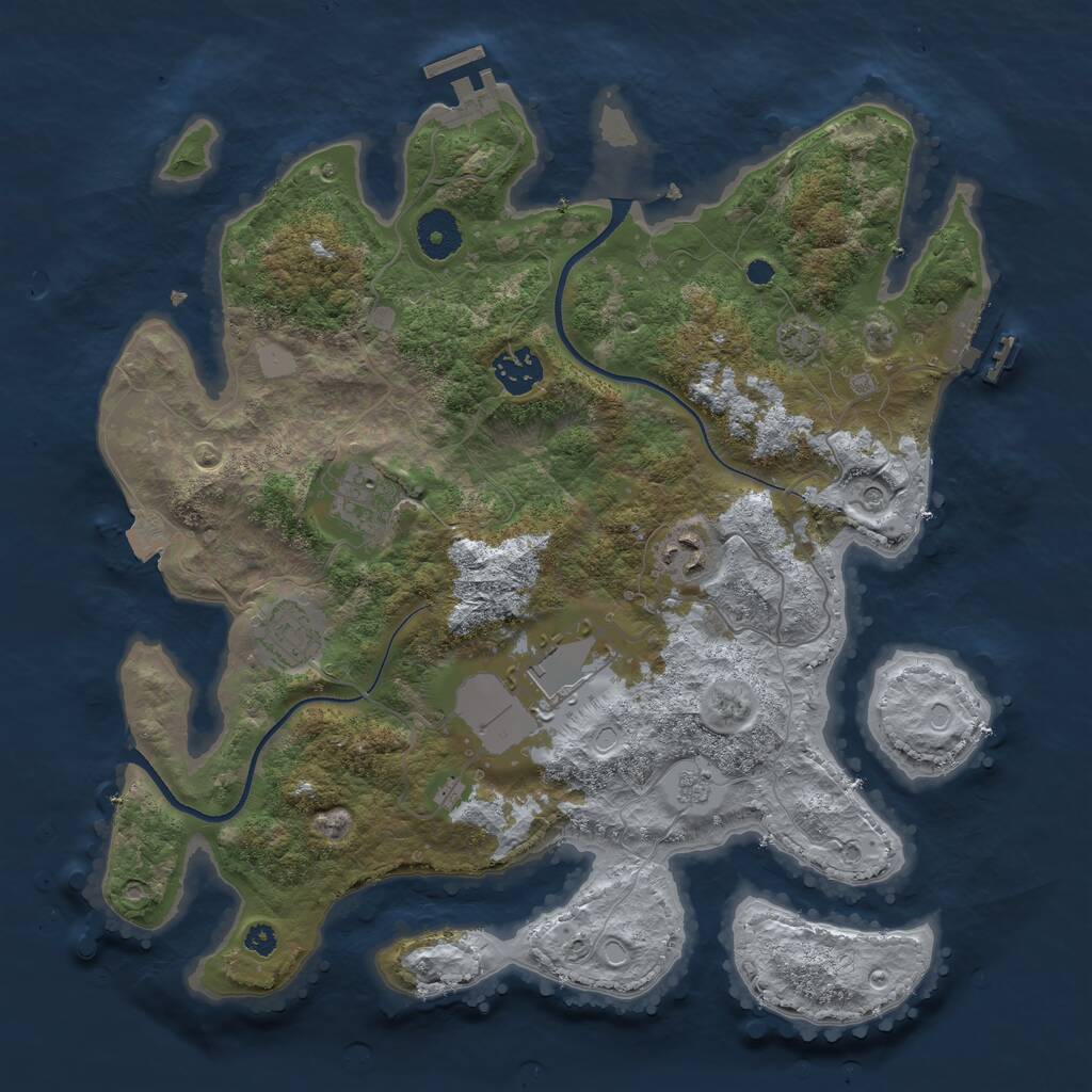 Rust Map: Procedural Map, Size: 3500, Seed: 792036450, 11 Monuments