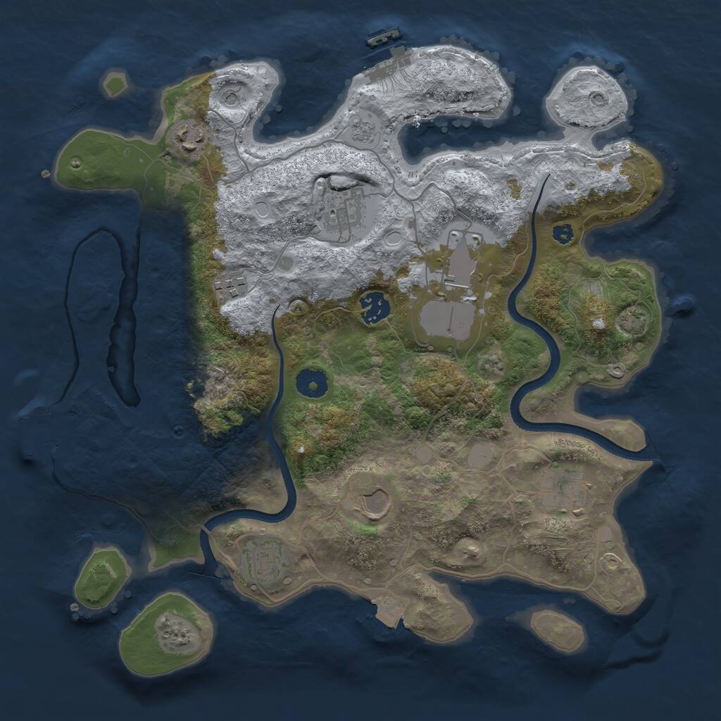 Rust Map: Procedural Map, Size: 3500, Seed: 250588486, 14 Monuments