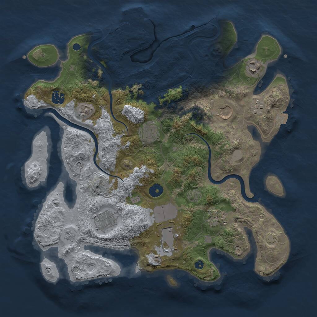 Rust Map: Procedural Map, Size: 3500, Seed: 2762, 13 Monuments