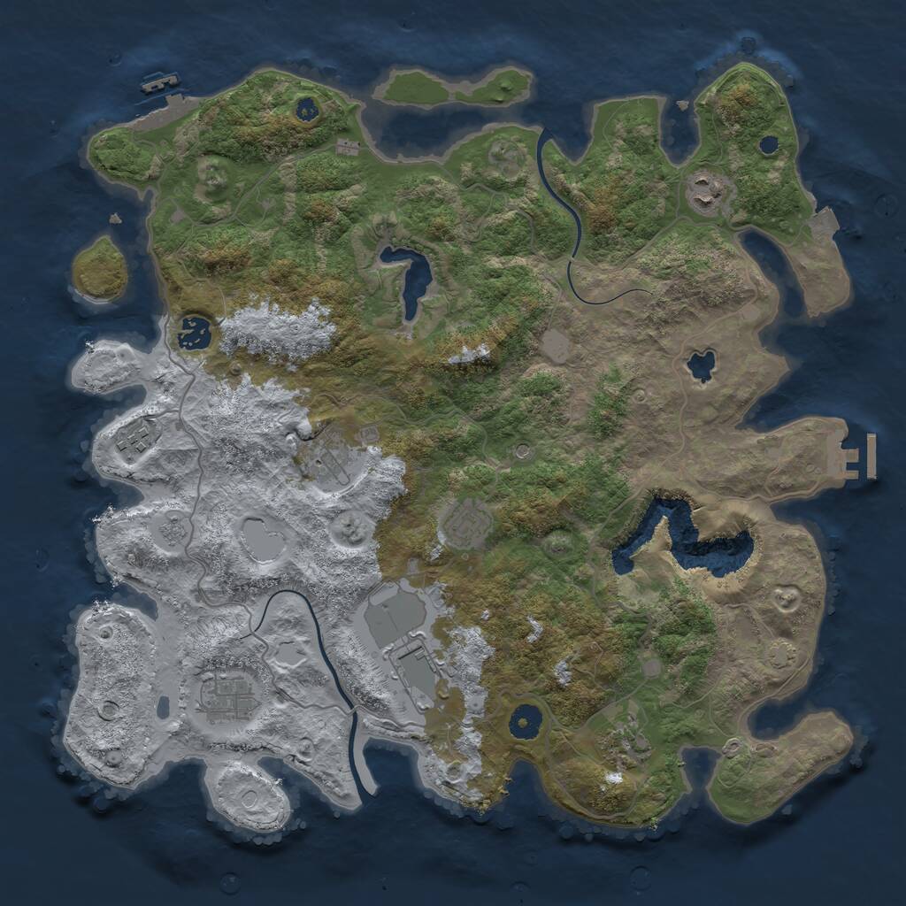 Rust Map: Procedural Map, Size: 4000, Seed: 4221, 14 Monuments