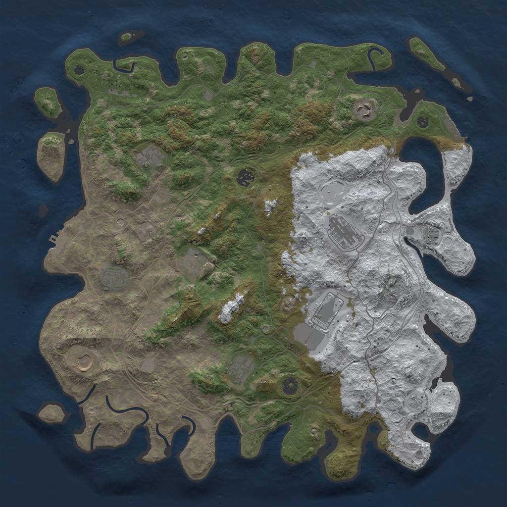 Rust Map: Procedural Map, Size: 4500, Seed: 36490, 19 Monuments