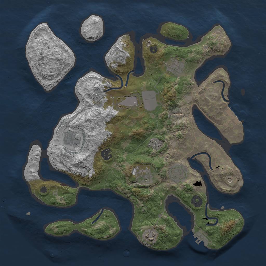 Rust Map: Procedural Map, Size: 3500, Seed: 855071, 13 Monuments