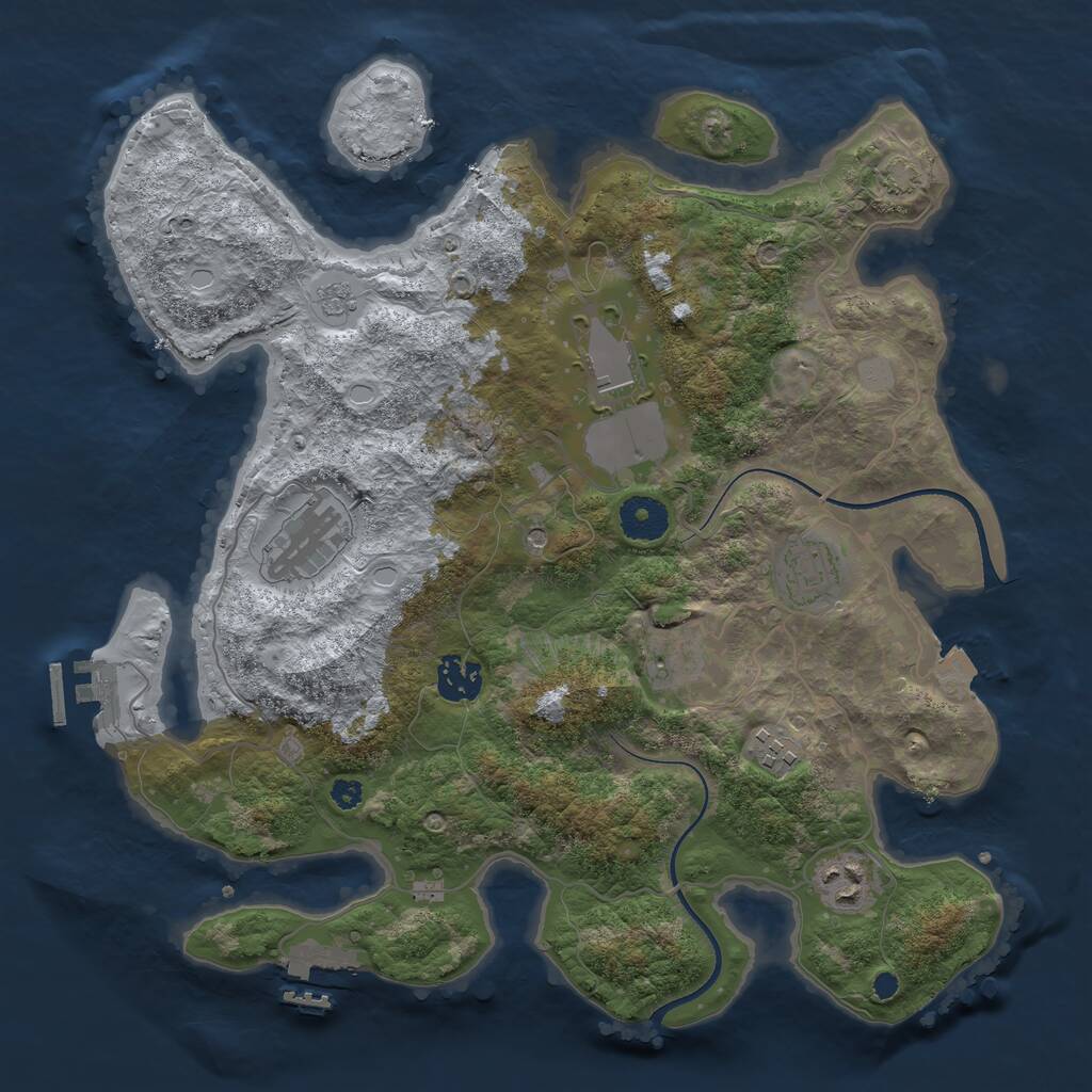 Rust Map: Procedural Map, Size: 3500, Seed: 855071, 13 Monuments
