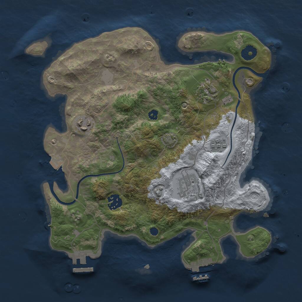 Rust Map: Procedural Map, Size: 3000, Seed: 1165421801, 9 Monuments