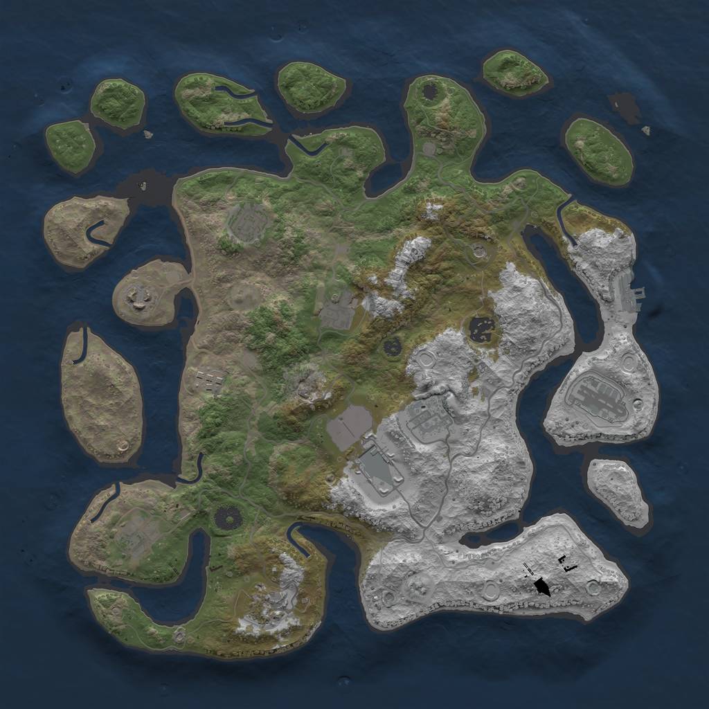 Rust Map: Procedural Map, Size: 4000, Seed: 3541374, 20 Monuments