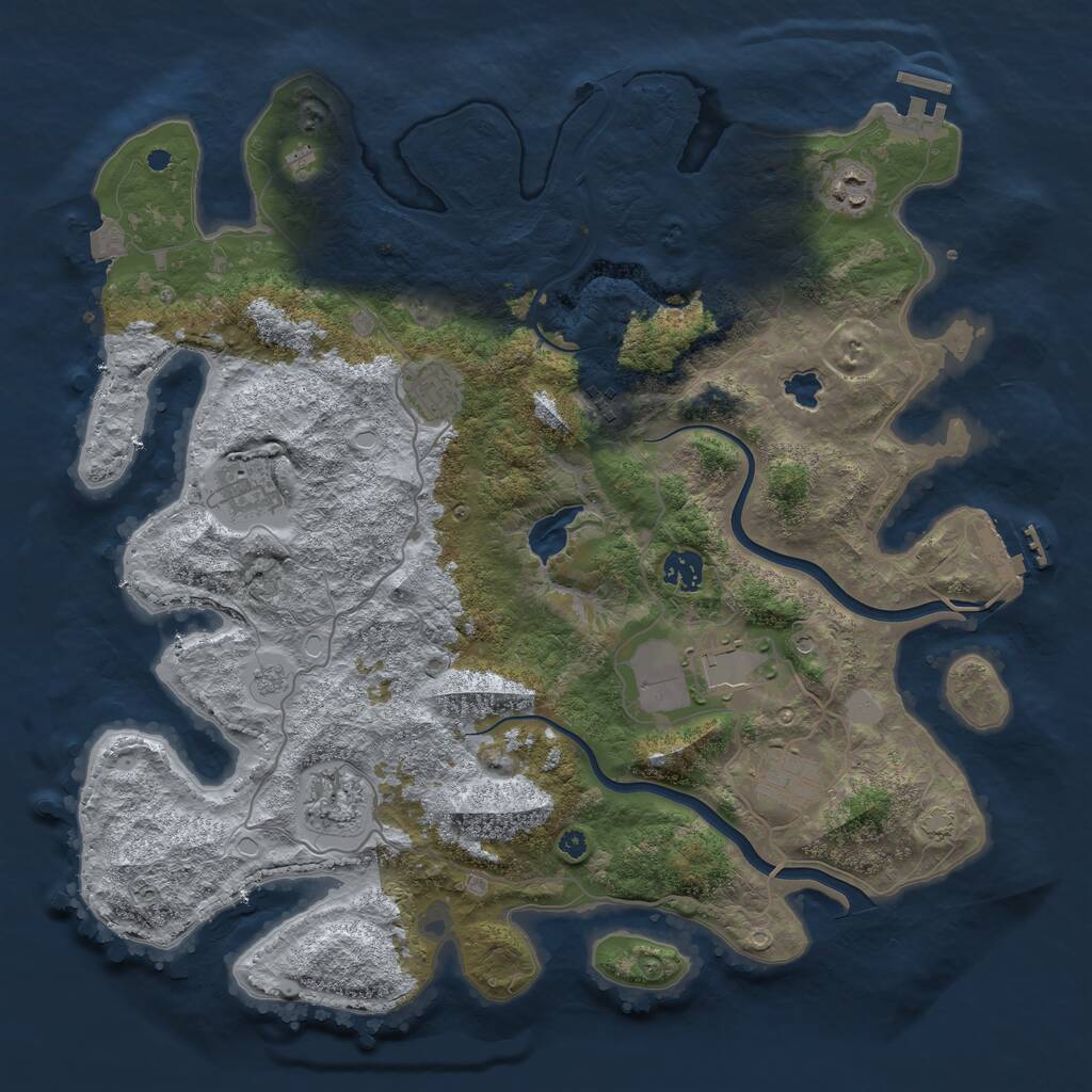 Rust Map: Procedural Map, Size: 4000, Seed: 7409, 14 Monuments