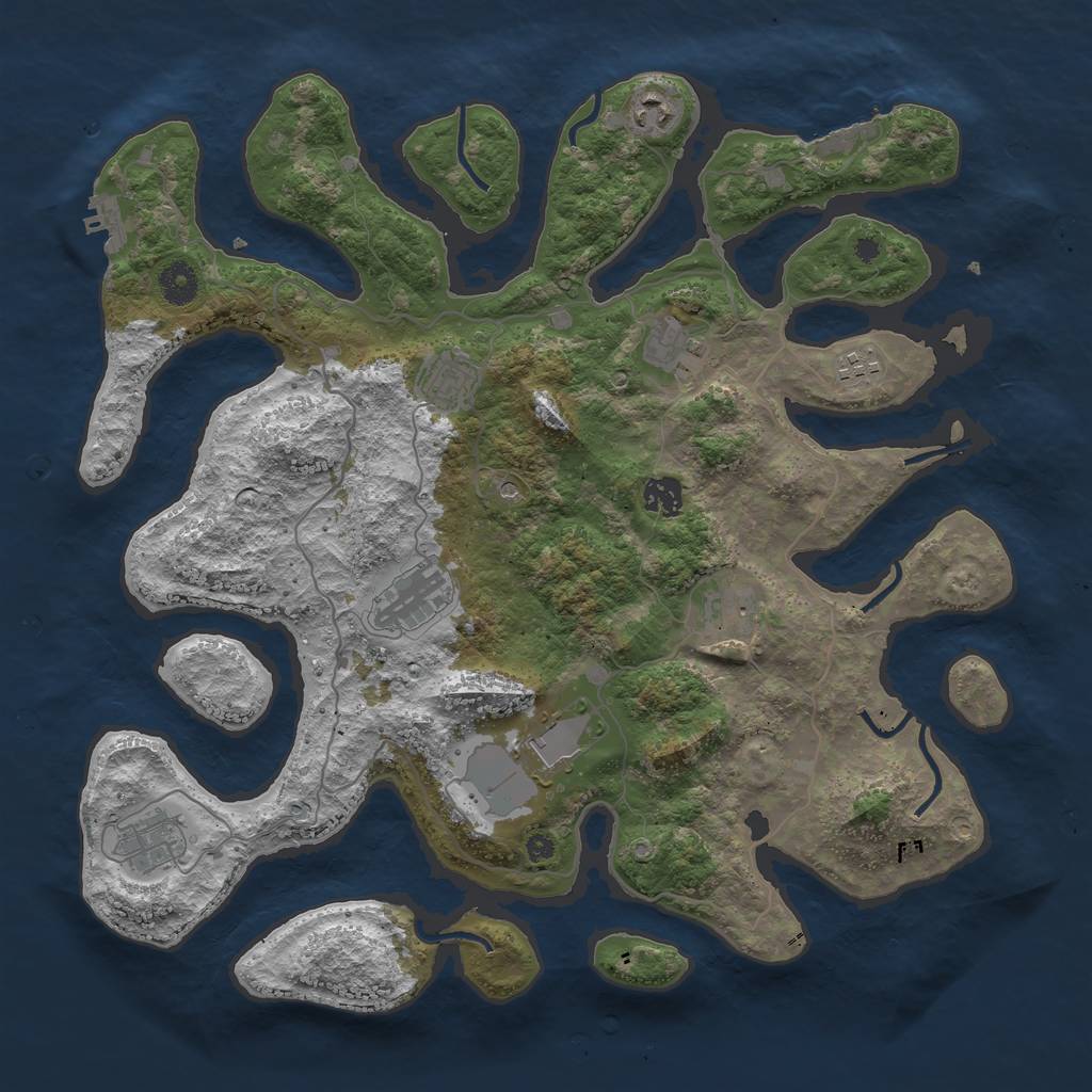 Rust Map: Procedural Map, Size: 4000, Seed: 7409, 14 Monuments