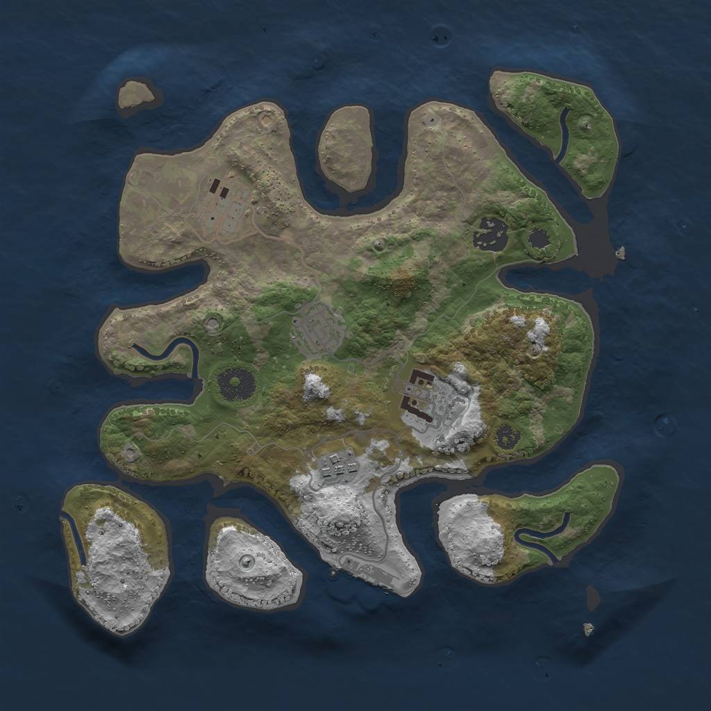 Rust Map: Procedural Map, Size: 3000, Seed: 108238214, 8 Monuments