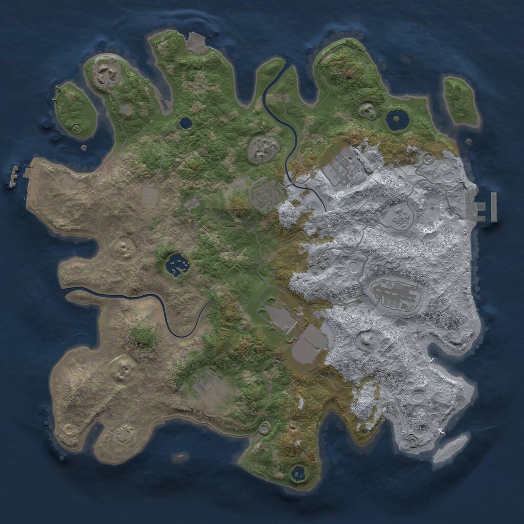 Rust Map: Procedural Map, Size: 3600, Seed: 794614690, 14 Monuments