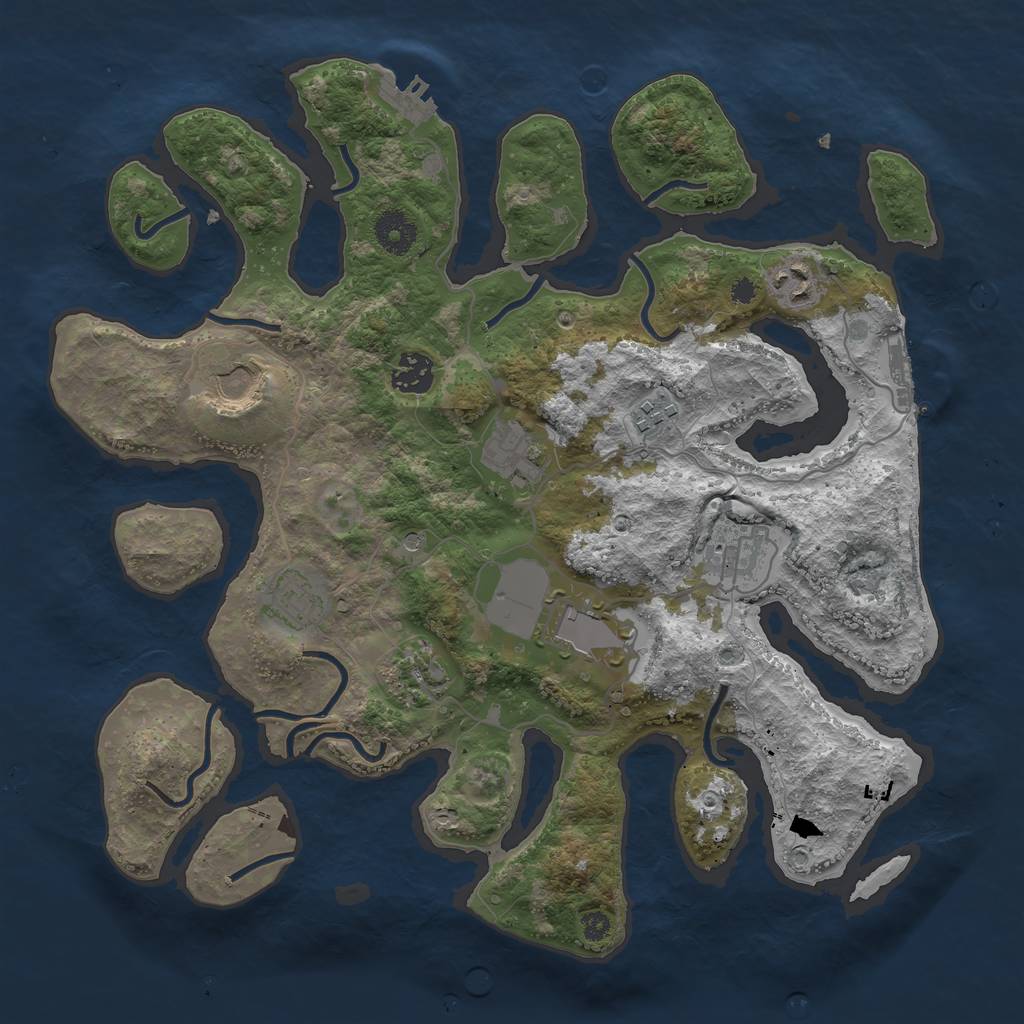 Rust Map: Procedural Map, Size: 3600, Seed: 794614690, 14 Monuments