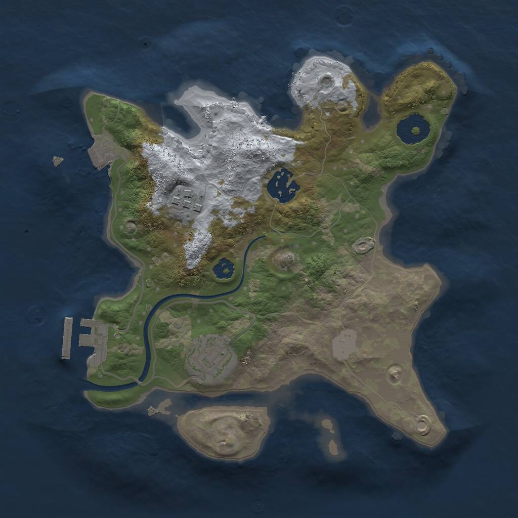 Rust Map: Procedural Map, Size: 2500, Seed: 76513832, 5 Monuments