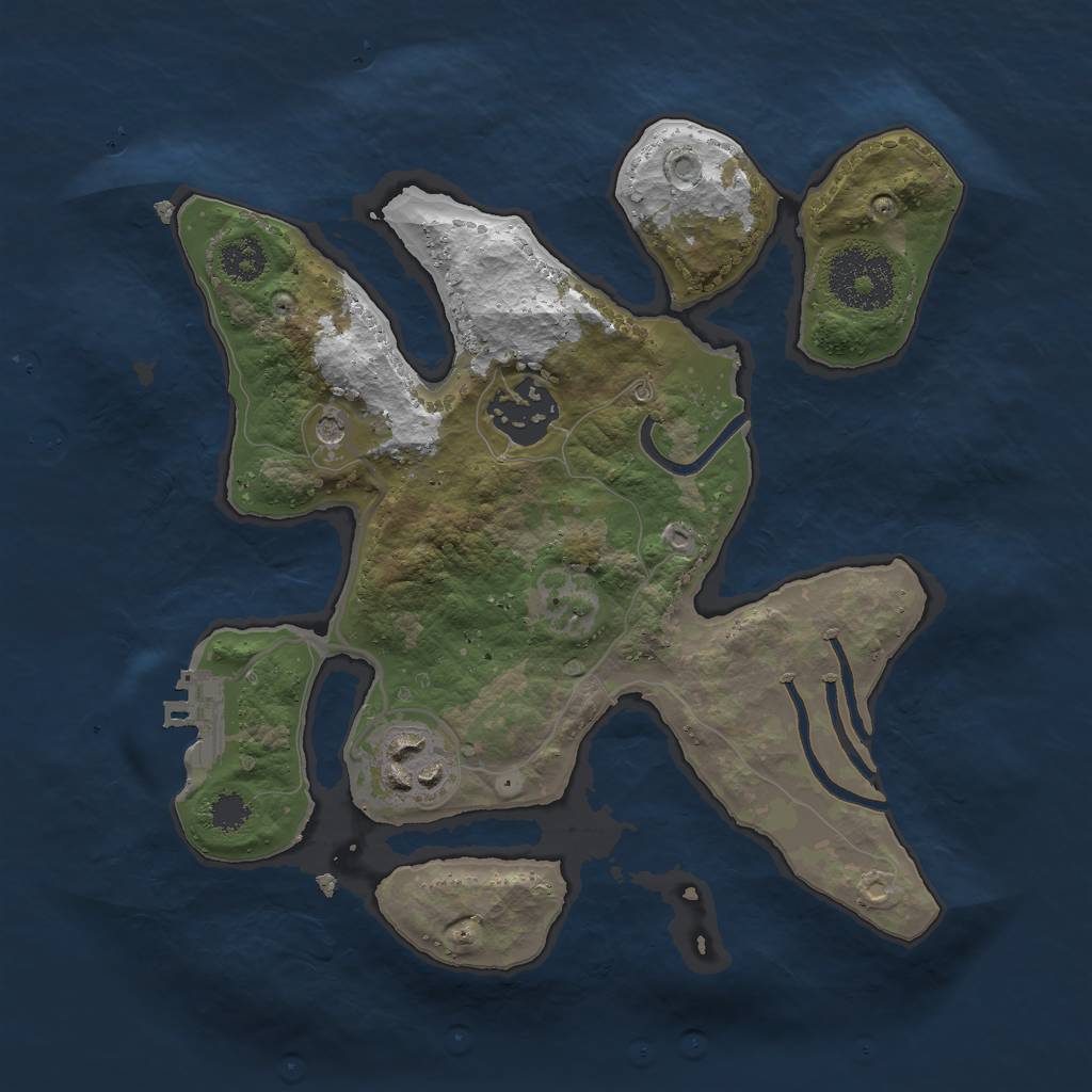 Rust Map: Procedural Map, Size: 2500, Seed: 76513832, 6 Monuments