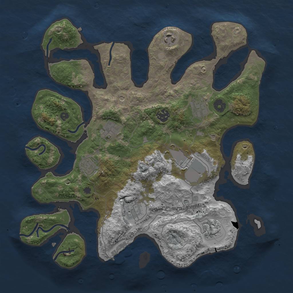 Rust Map: Procedural Map, Size: 3500, Seed: 48912332, 12 Monuments