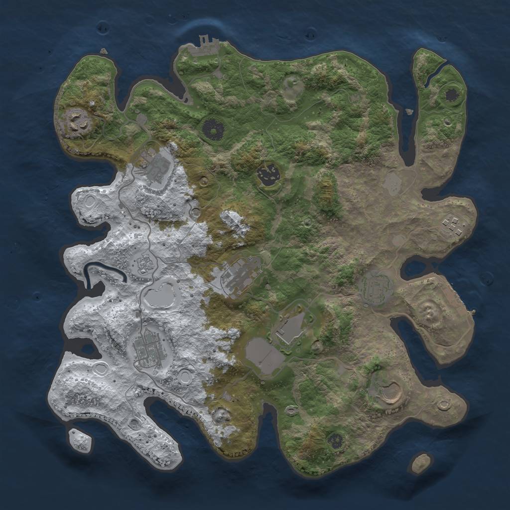 Rust Map: Procedural Map, Size: 3500, Seed: 229586, 18 Monuments