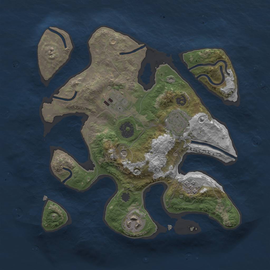 Rust Map: Procedural Map, Size: 2632, Seed: 59, 7 Monuments