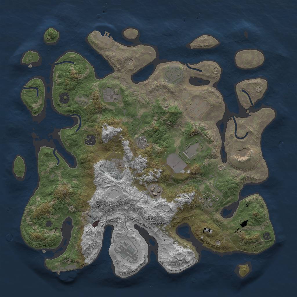 Rust Map: Procedural Map, Size: 3950, Seed: 99293491, 19 Monuments