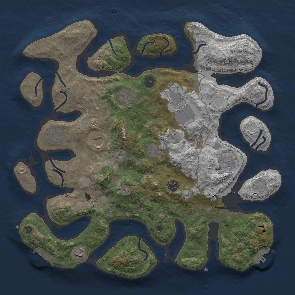 Rust Map: Procedural Map, Size: 4000, Seed: 124634455, 17 Monuments